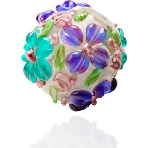 Wholesale 3pcs 16mm 3D Boutique Flower Murano Glass beads Fit European Charms Bracelet Charms diy Jewelry Lampwork Glass Beads