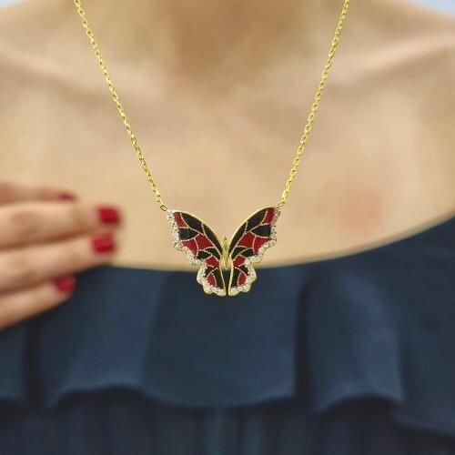 Butterfly 925 Sterling Silver, Gold, Rose Plated Zircon Necklace For Women Girls Handmade Fashion Jewelry Elegant Minimalist