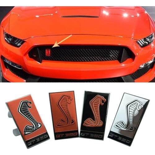 Front Grille Badge Emblem Car Metal Sticker Styling for Ford Cobra Logo Shelby Mustang GT350 F150 Focus Ecosport Mondeo Exterior