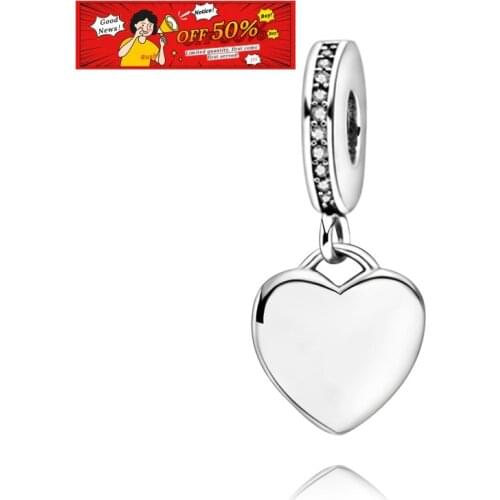 Valentines Gift 925 Sterling Silver Beads Plain Silver Dangle Charm Fit Original Pandora Bracelets Women DIY Fashion Jewelry