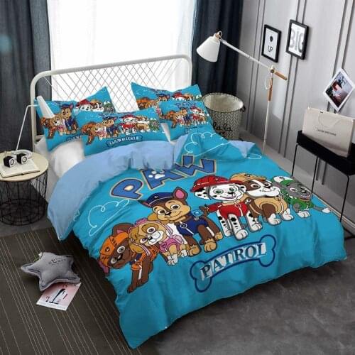 Paw Patrol Comforter Cover with Pillowcase 2/3Pcs Boys Girls Home Quilt Cover Movies Character Bedding Set Christmas Gift