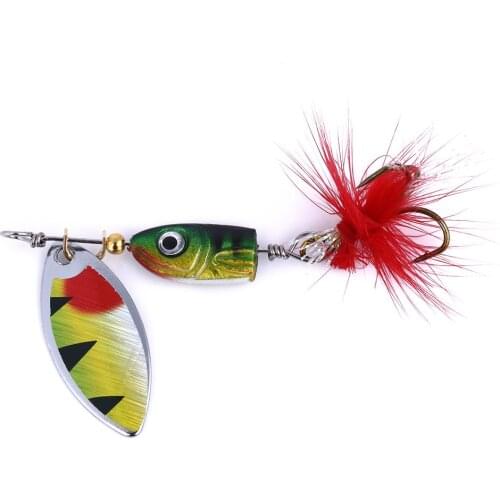 4PCS Metal Spinner Fishing Lures 4.5cm 7g Trolling Spoon Lures Bass Hard Bait With Feather Treble Hooks Pesca Fishing Tackle