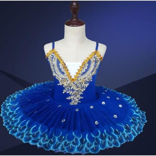 Professional Ballet Tutu Child Swan Lake Costume White Red Blue Ballet Dress for Children Pancake Tutu Girls Dancewear