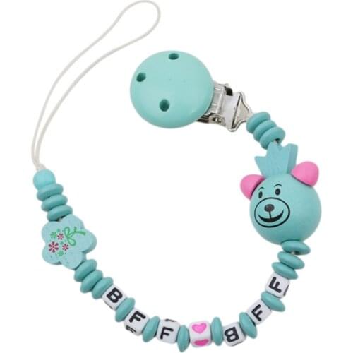 Ruiwjx Infant Teether Pacifier Anti-fall Anti Lost Wooden Multicolor Letter Chains