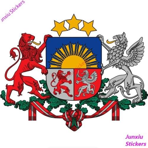 Coat of Arms of Latvia Colorful Car Sticker Funny Car Accessories Decals Bumper Window Trunk Scratch-Proof Exterior PVC18x14cm