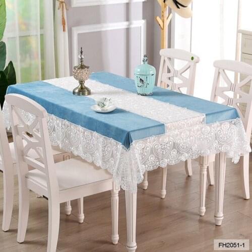 High-end Luxury Lace Velvet Table Cloth Table Runner Champagne Green Blue Table-cloth for Home Hotel Wedding Banquet P82