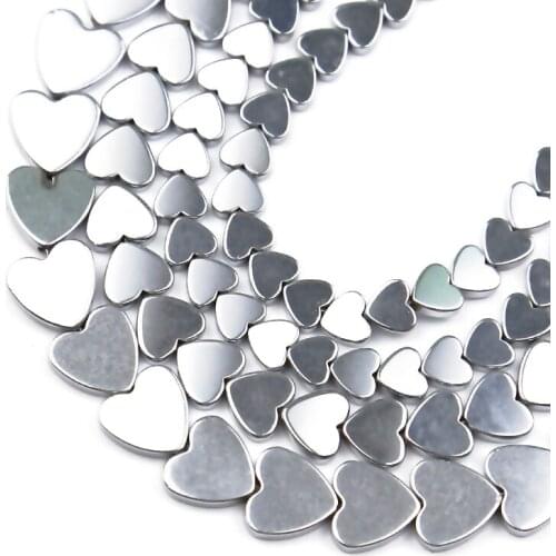 Silvers heart shape Natural Hematite Stone Bead 6/8/10mm Spacer Loose Beads For Jewelry Making Diy Bracelet Pendants Accessories