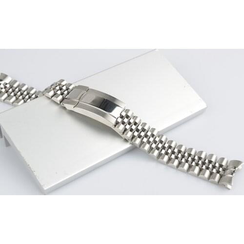 Rolamy 20 21mmSilver Replacement Wrist Watch Band Strap Bracelet Jubilee With Oyster Clasp For Rolex GMT Master II Datejust40 41