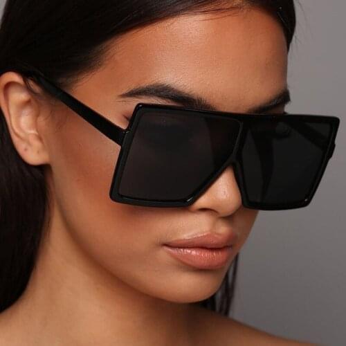 Vintage Square Sunglasses Women Oversized Luxury Sun Glasses Female Male Fashion Clear Black Mirror Oculos De Sol Feminino