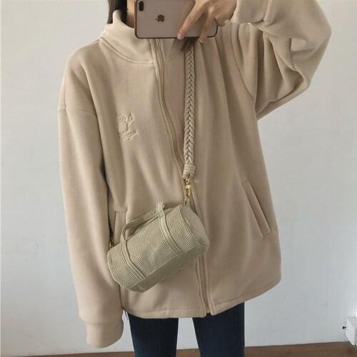 Cartoons Aesthetics Zipper Front Oversized Hoodies Fashion Long Sleeve Gray Sweatshirts with Pockets Vintage 90s Jogging Femme