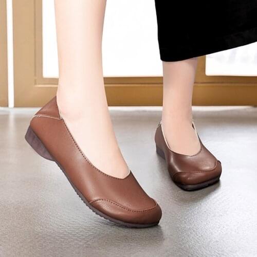 Spring Autumn Women Slip on Shoes Black Loafers Comfort Flats Grandmother Shoes Brown Sneaker Oxford Shoe zapatos mujer 8687N