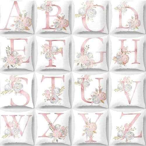 Creative Pink Simple 26 English Letters Peach Skin Pillowcase Car Sofa Cushion Can Be Customized Pillow Cover Home Decor