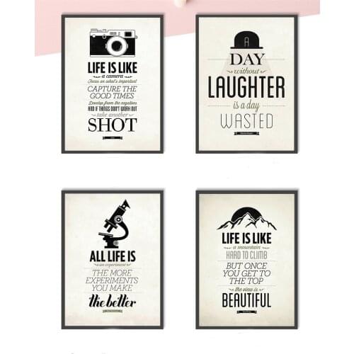 Vintage Posters and Prints Life Is Like Bicycle Laughter Quotes Kids Room Decor Cuadros Decoracion Salon Hanging Wall Art Retro