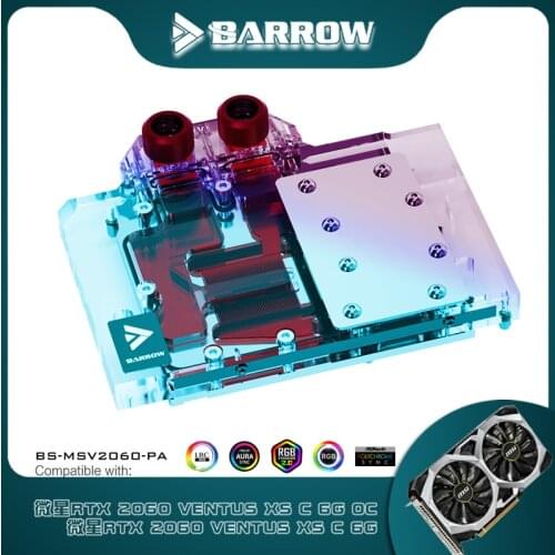 Barrow full coverage GPU Water Block for MSI VENTUS Aurora LRC2.0 RGB For MSI RTX2060 Ventus X5 C 6G OC