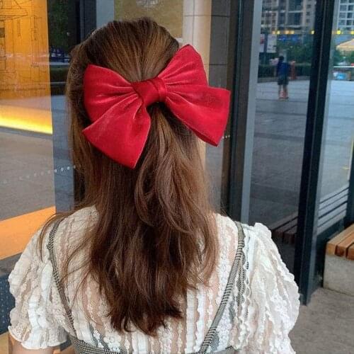 Vintage Big Hair Bow Ties Hair Clips Satin Two Layer Butterfly Bow Hairpin Girl Hair Accessories for Women Bowknot Hairpins