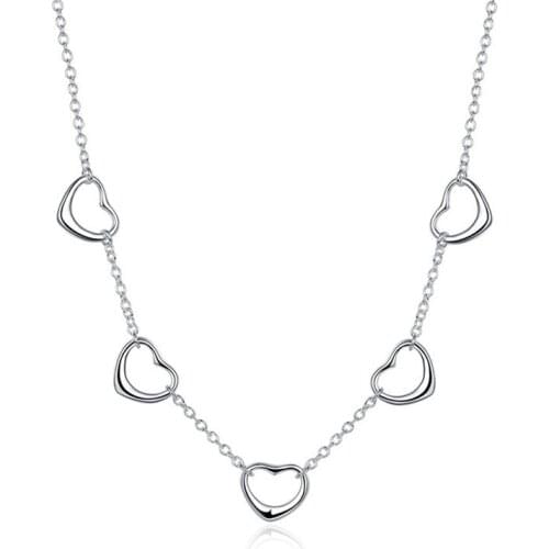 New Style 925 Silver Necklace Five Heart Chain Female Charm Engagement Party Wedding Fashion Jewelry