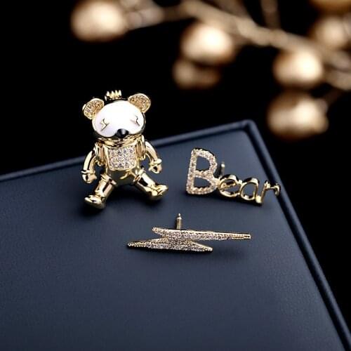 1Set Luxury Cubic Zircon Animal Bear Lightning Letter Brooch Collar Pins for Suit Shining Women Brooches 2021 Ins Style Jewelry