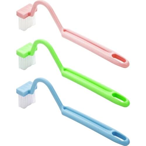 1pc Bright Color Home Shower Room Portable Toilet Brush Bathroom Scrubber V-type Bent Cleaner Brush