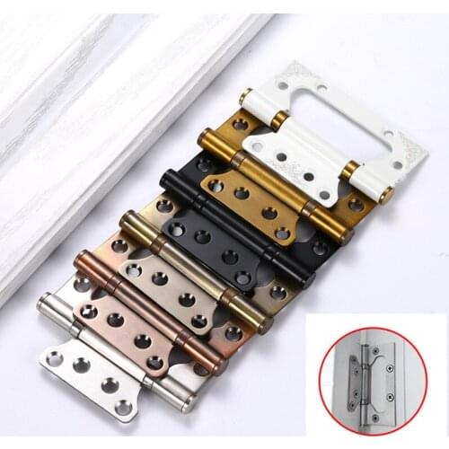 2pcs Stainless steel hinge Furniture Accessories cupboard Wooden Cabinet bedroom door Free slotting Mute Foldable Flat hinge