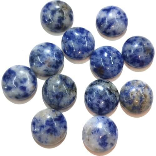 20 PCS Sodalite Natural Stones Cabochon 6mm 8mm 10mm Round No Hole for Making Jewelry DIY