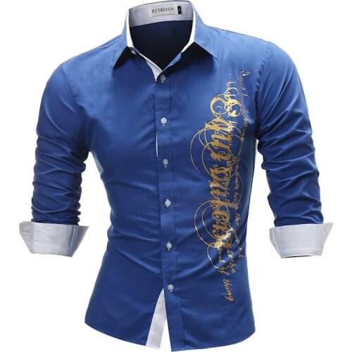 2020 Fashion Luxury Mens Shirt Long Sleeve Top Gold Printed Mens Shirt Long Sleeve Slim Lapel Mens Shirt Plus Size 4XL