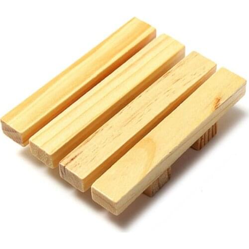 300pcs Fast shipping 9*7*2.5cm Wooden Soap Holder Dish Bathroom Shower Storage Support Plate Stand Wood Box Soap Dishes SN1295