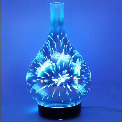7 Color Light 3D Glass Vase Aromatherapy Essential Oil Aroma Diffuser Changing and Waterless Auto Shut-off Cool Mist Humidifier