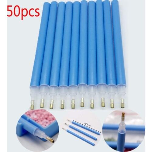50pcs 5D DIY diamond painting pen Accessory Diamond mosaic Drill tool blue Pens Embroidery Square round drill General purpose