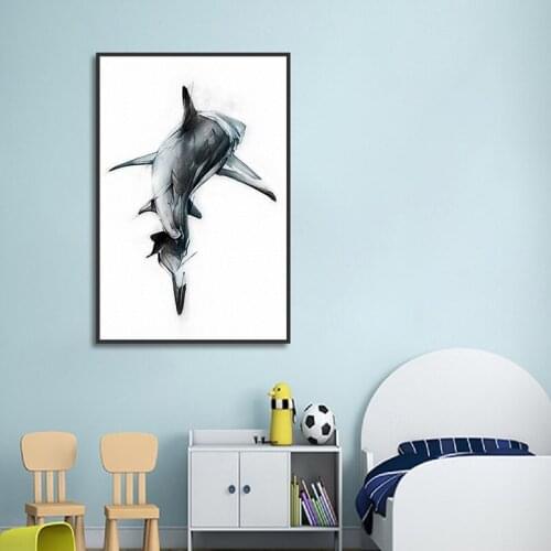 Abstract Ink Shark Back Painting Nordic Decoration Home Posters and Prints Minimalist Canvas Wall Art Pictures for Living Room