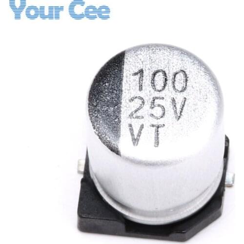 50 pcs 25V 100UF SMD Aluminum Electrolytic Capacitors 6*7MM