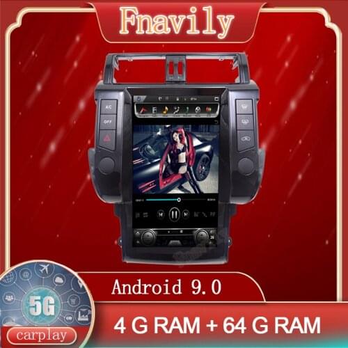 Fnavily Android 9 Car Radio For Toyota prado Land Cruiser Multimedia System Player GPS Vertical Screen Tesla Style 13.6" PX6