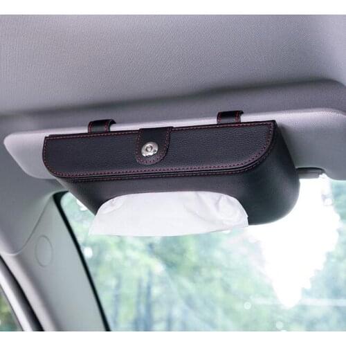Car Tissue Box Sun Visor Type PU Leather Tissue Box Napkin Holder Car Tissue Holder Car Seat Box Auto Accessories