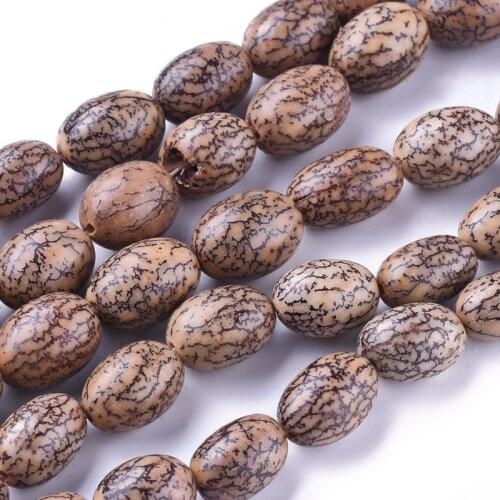 Buddhism Mala Beads Jewelry Findings Natural Oval Bodhi Beads, BurlyWood, 13~15x11~12mm, Hole: 1~2mm; about 27pcs/strand, 15.7"