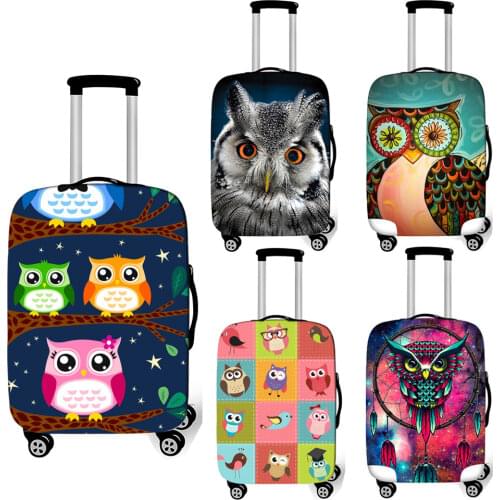 Cute owl luggage cover for traveling waterproof anti-dust suitcase cover for 18-32 inch trolley case elastic protective covers