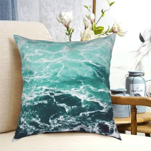 Blue Ocean Summer Beach Waves Pillowcase Soft Polyester Cushion Cover Decor Throw Pillow Case Cover Home Zipper 40X40cm