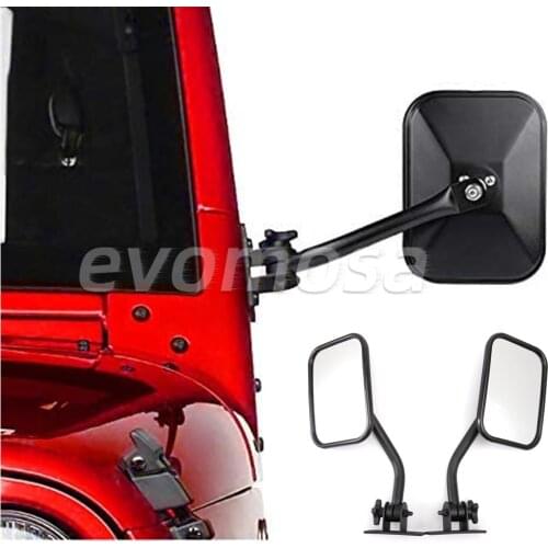 Black Rectangular Side Mirror for Jeep Wrangler TJ/JK 1997-2018 Quick Release Mirrors with Adjustable Arms