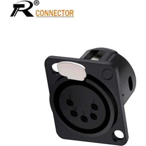 Black Metal 5 PIN XLR Female Chassis Connector Push-type XLR Panel Mount Wire Connector Audio Speaker Jack Socket 5pole Conector
