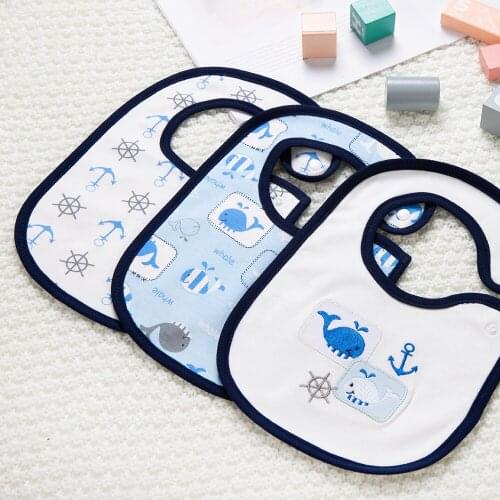 Baby Bibs Triangle Double Cotton Bibs 3 pieces/lot Cartoon Print Saliva Towel Baby Boys Girls Feeding Apron Cotton Bandana Bibs