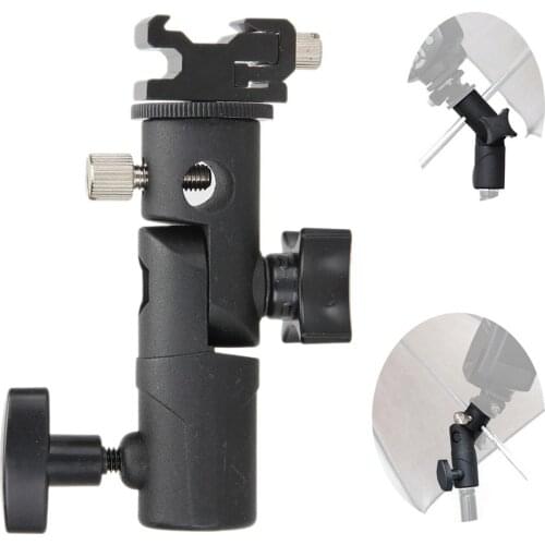 E Type Universal Metal Flash Hot Shoe Speedlite Umbrella Holder Light Stand Detachable Rotating Lamp Bracket E-Bracket