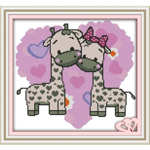 Everlasting Love The Giraffe Couples Ecological Cotton Cross Stitch 11CT And 14CT Printed DIY Gift Christmas For Home New Year