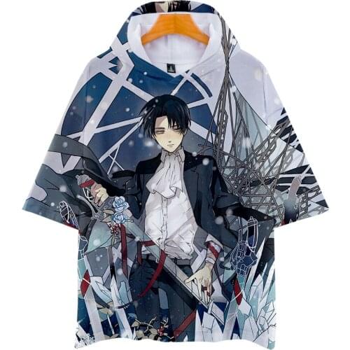 Classic Anime Attack on Titan Tshirt Mens Womens Hooded T-shirts Summer Short Sleeve Harajuku Streetwear Oversized Clothes