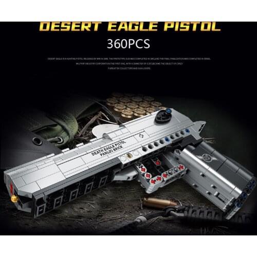 Modern military gun building block weapon Desert Eagle assemble toys with shooting plastic Bullet Israeli pistol collection