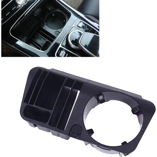 JEAEZA Car Black Central Storage Box Case Drink Cup Holder Tray Fit For Mercedes Benz C E GLC Class 2016 2017