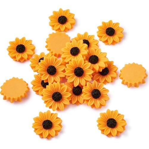 20pcs Sunflower Flatback Resin Cabochons for Women DIY Bracelet Earrings Jewelry Making Scrapbooking Decorations 29~30x8.5mm