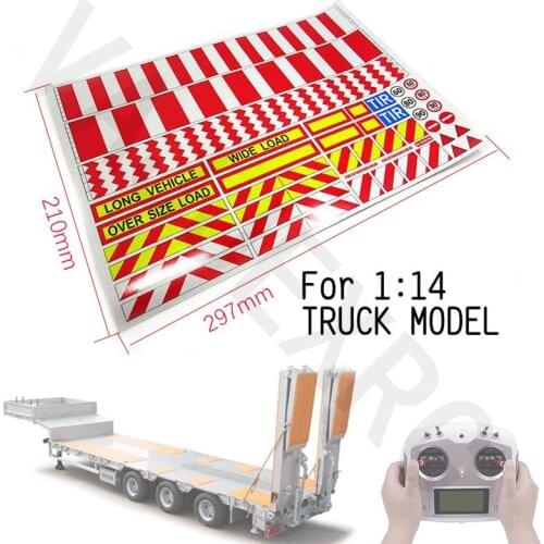 210mmx297mm Waterproof Warning Sticker Set for 1/14 Tamiya Remote Control Trailer Flatbed Transporter
