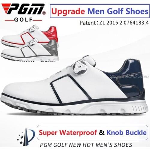 Pgm Sports Men Sneakers Microfiber Leather Golf Shoes Rotating Lace Waterproof Tennis Ball Shoes Man Anti-Slip Spikes Sneaker