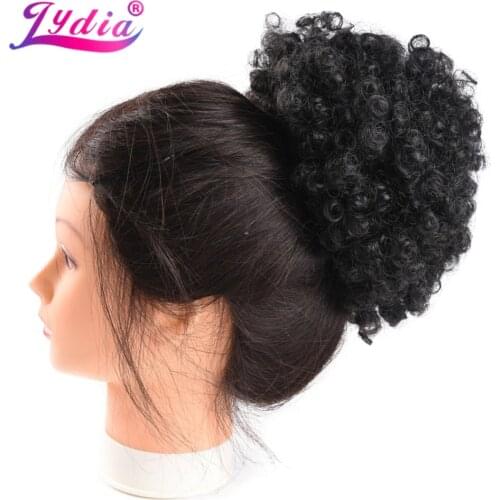 Lydia Curly Synthetic Hair Chignon Bun Extensions Updo Clip In Hairpiece 12inch Donut Chignon Cheveux 86g/Piece