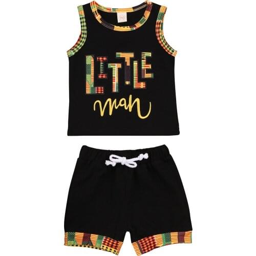 FOCUSNORM 0-24M Summer Causal Baby Boys Clothes Sets Letter Printed Sleeveless Pullover Vest Tops Shorts