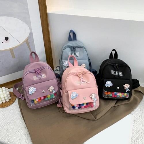Cute Cartoon Badge Design Women Backpak 2021 Eco Friendly Canvas Women Small Backpack Girls School Bag Travel Rucksack mochila
