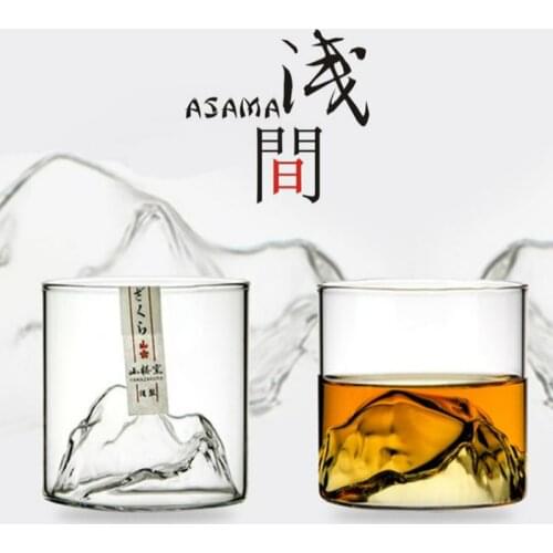 Niche Japanese Style Whisky Cup-Shallow Mountain Liqueur XO Wine Cup EDO Guanshan Fuji Artwork Wooden Gift Box Whiskey Glass